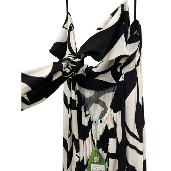 Farm Rio Black White Abstract-Print Maxi Dress Size Large NWT - Picture 7 of 10